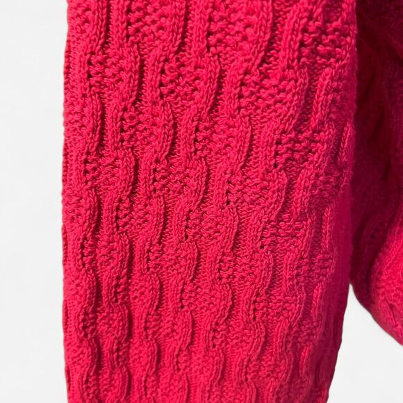 Vibrant Vintage Sasson Hot Pink Cable Knit Sweater 100% Cotton Size Small Women - Picture 6 of 8